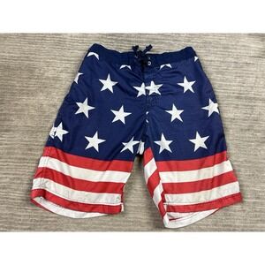 Spirit of America Swim Shorts Mens Medium‎ Multicolor American Flag Mesh Lined